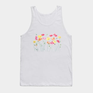 colorful poppies watercolor  horizontal Tank Top